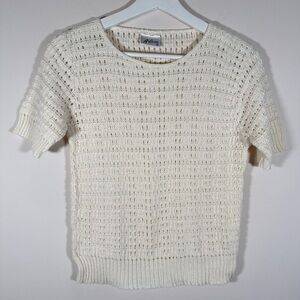 Vintage Arlene Short Sleeve Knit Creamy White Sweater S